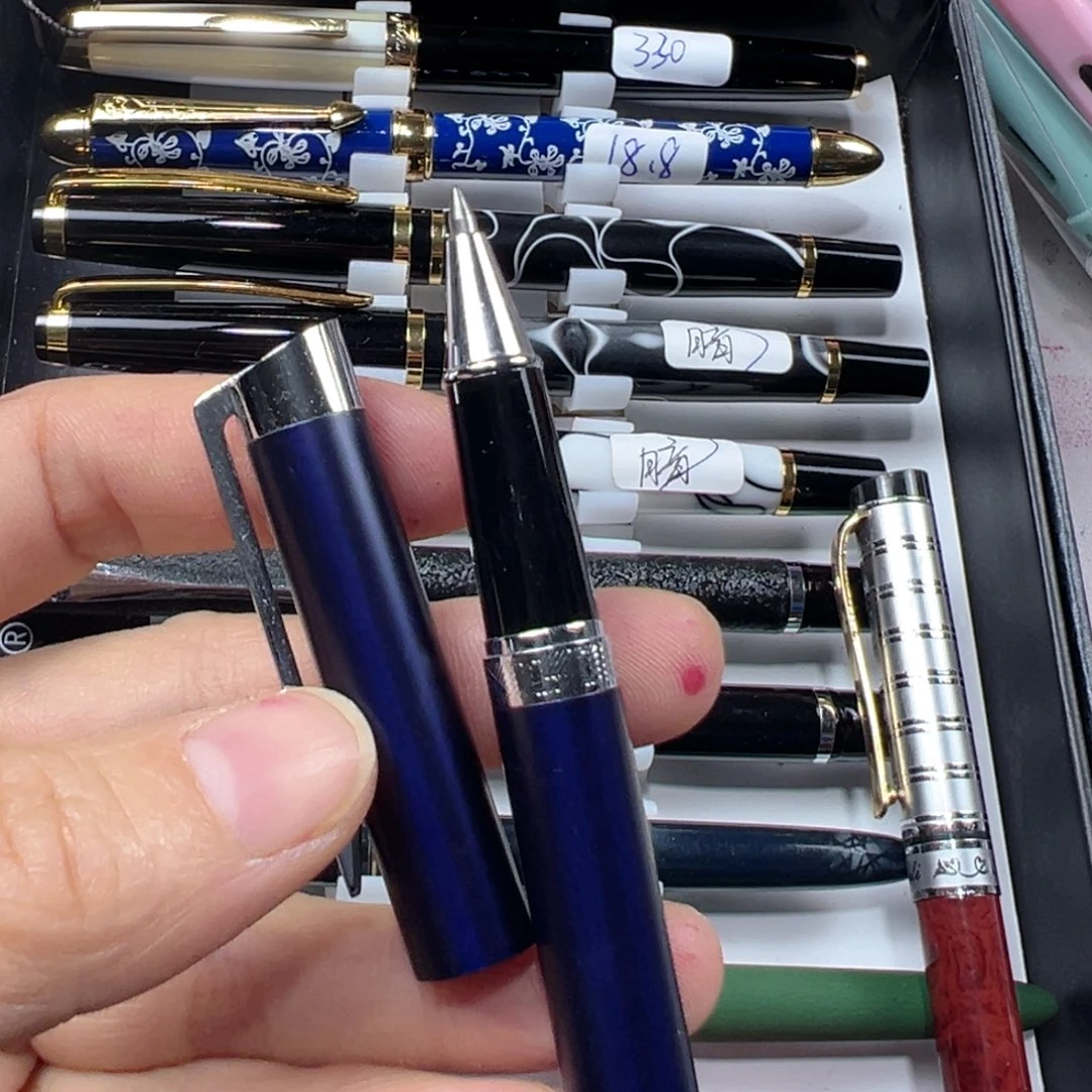 便携式深蓝色派利801全铜宝珠笔