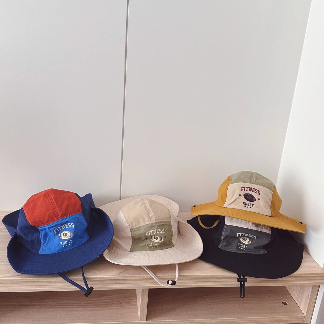 潮酷日系风~儿童拼色速干帽男女童登山帽户外露营渔夫帽夏季潮范