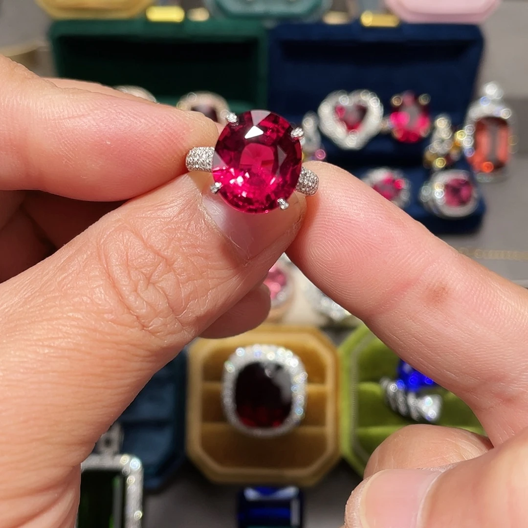 碧玺18K金镶嵌戒指7.3ct