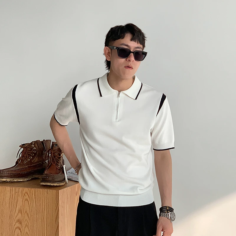徐太浪商务休闲短袖POLO衫男2025新款夏季潮牌大码高级感拼色上衣