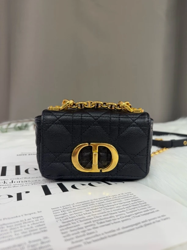 99新 DIOR/迪奥 caro黑色小废包单肩斜挎包链条包