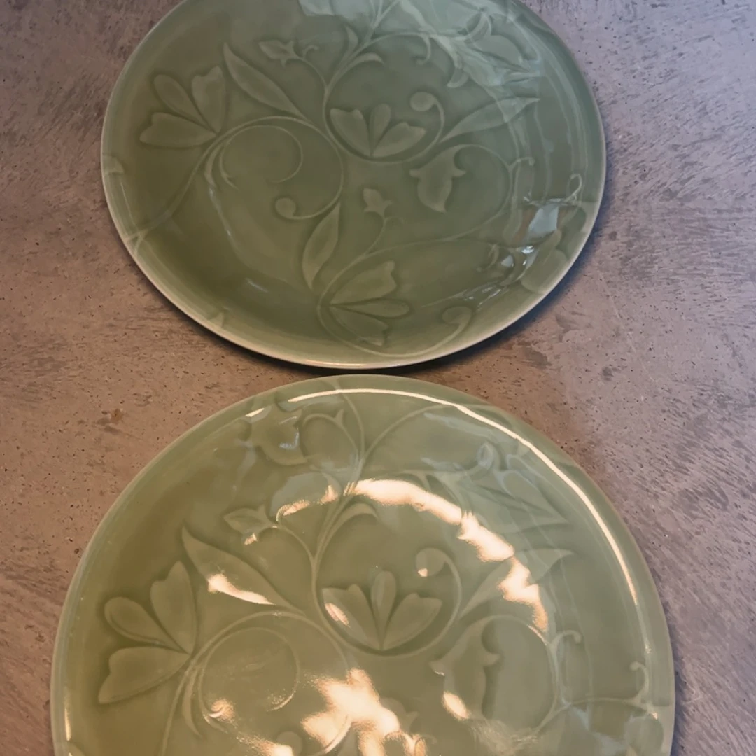 瓷微瑕玉兰圆盘 2 只