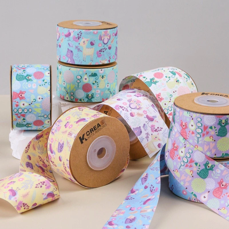 水果猫咪动物图案花纹织带 diy蝴蝶结儿童发饰礼品包装卡通丝带