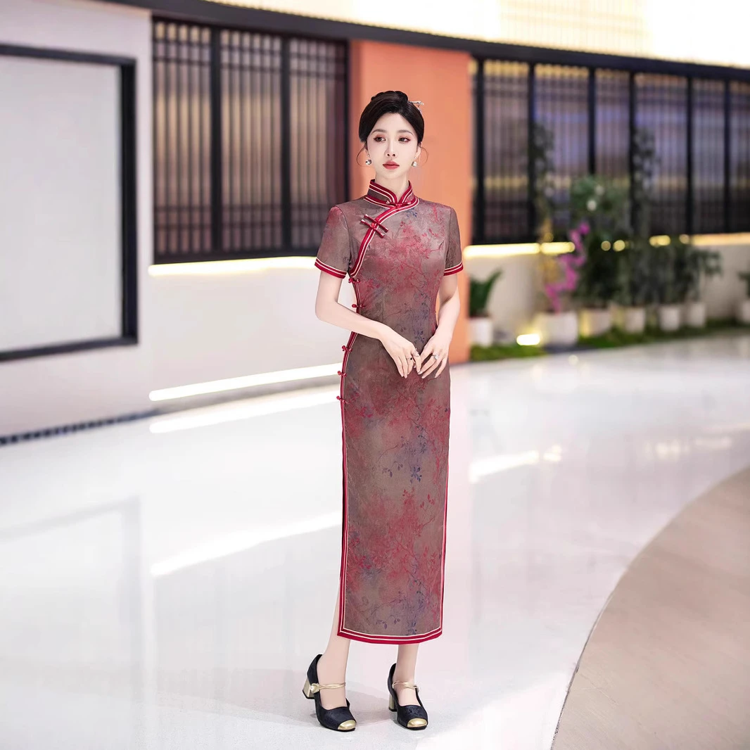 5551新式2025年新款中国风优雅气质长款老上海名媛演出旗袍