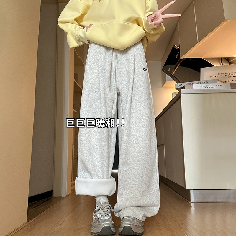 刺绣运动卫裤女2025年秋季新款束脚抽绳宽松小个子直筒休闲阔腿裤