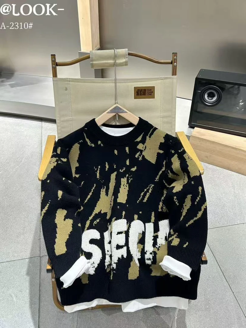 【UUS】重磅加厚提花毛衣情侣圆领高品质潮牌毛衣Z-2310