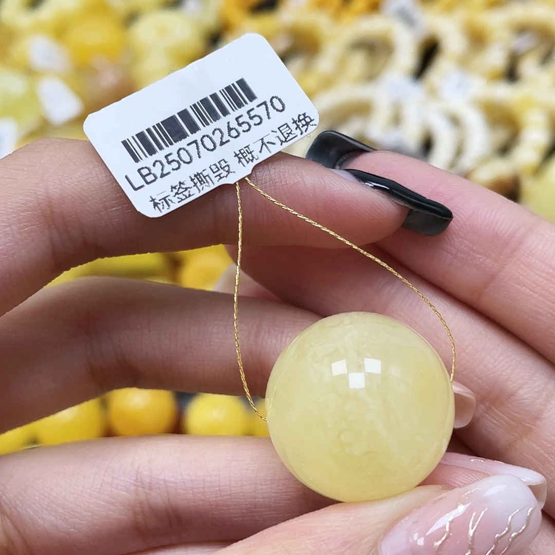 琥珀未镶嵌裸石21.6mm圆珠蜜蜡 福利款 瑕