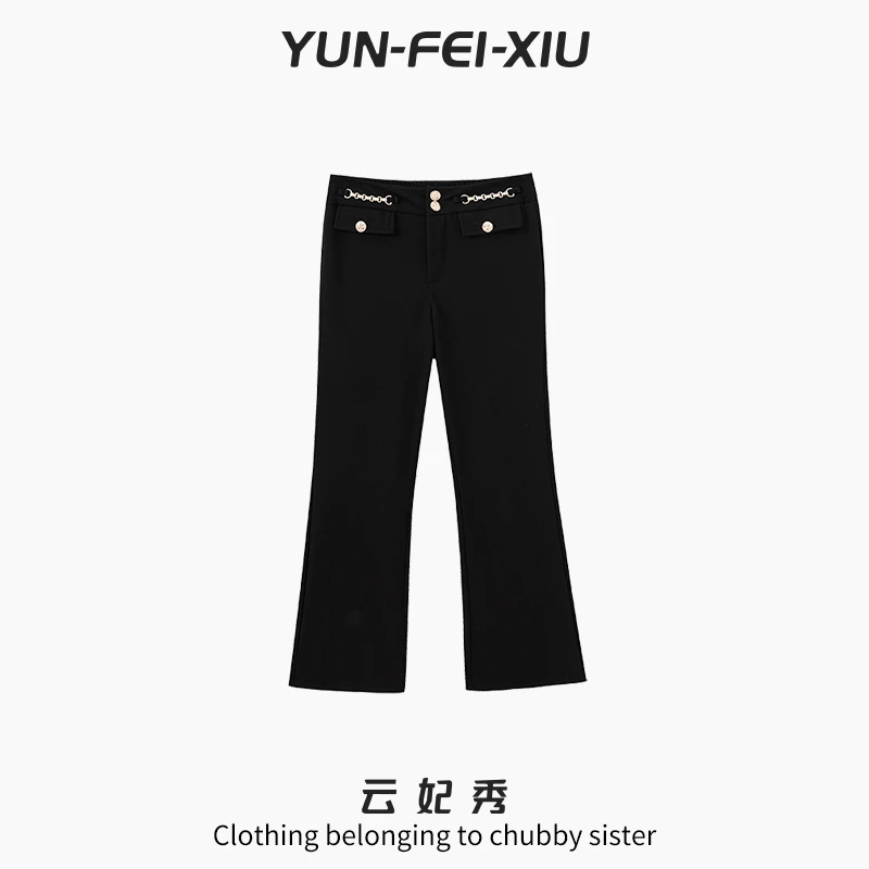 云妃秀休闲裤韩版微喇胖妹妹显瘦宽松百搭减龄秋季9085
