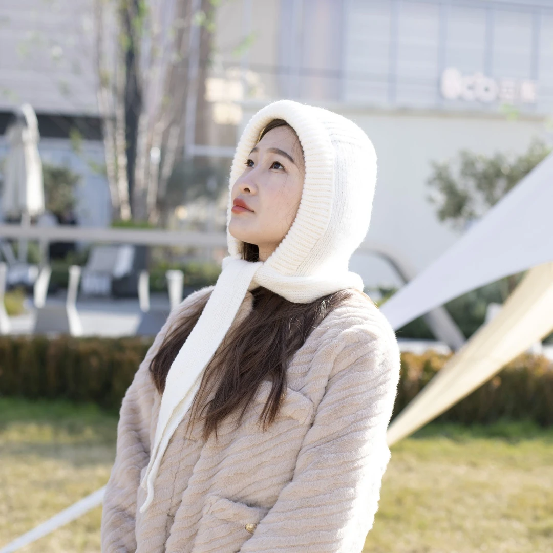 秋冬季韩版针织大头围兜帽防冻围脖保暖毛线帽套头百搭针织帽女