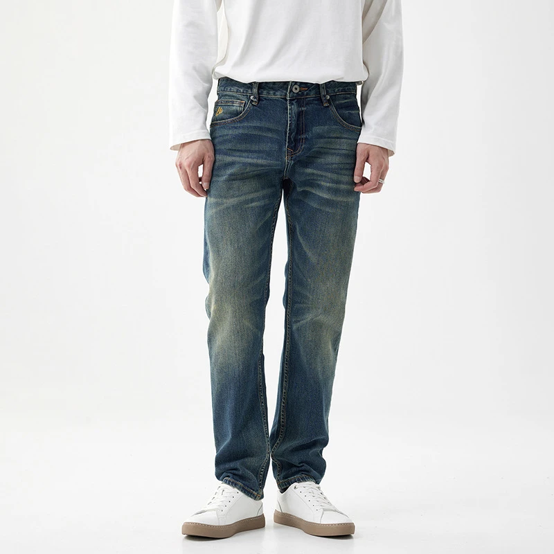 棉100%品质弹力牛仔新款时尚通勤牛仔裤男生修身显瘦潮牌丹宁直筒