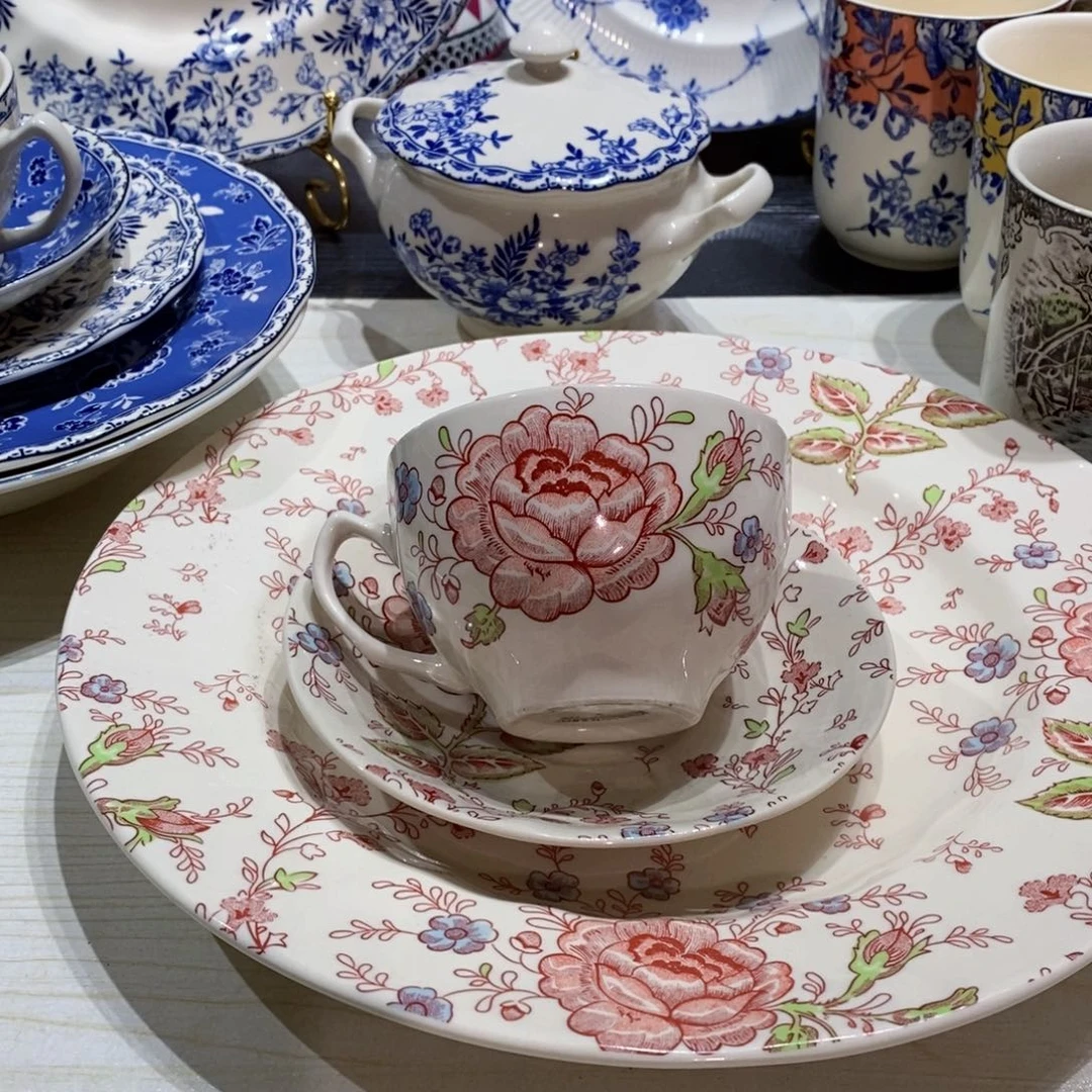 瓷微瑕玫瑰咖啡杯碟