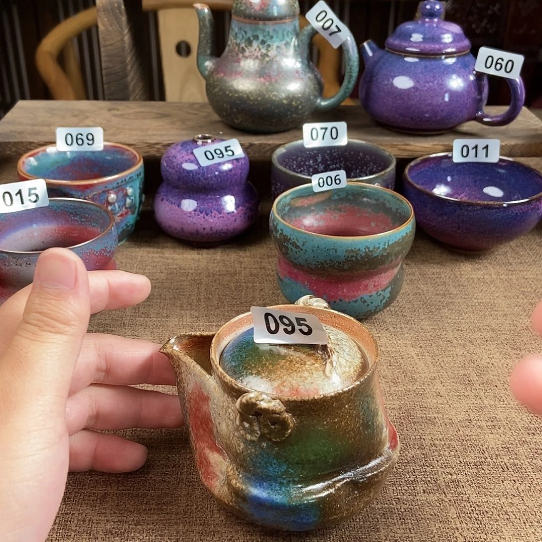 苜***蓿瓷片钧瓷茶壶茶具