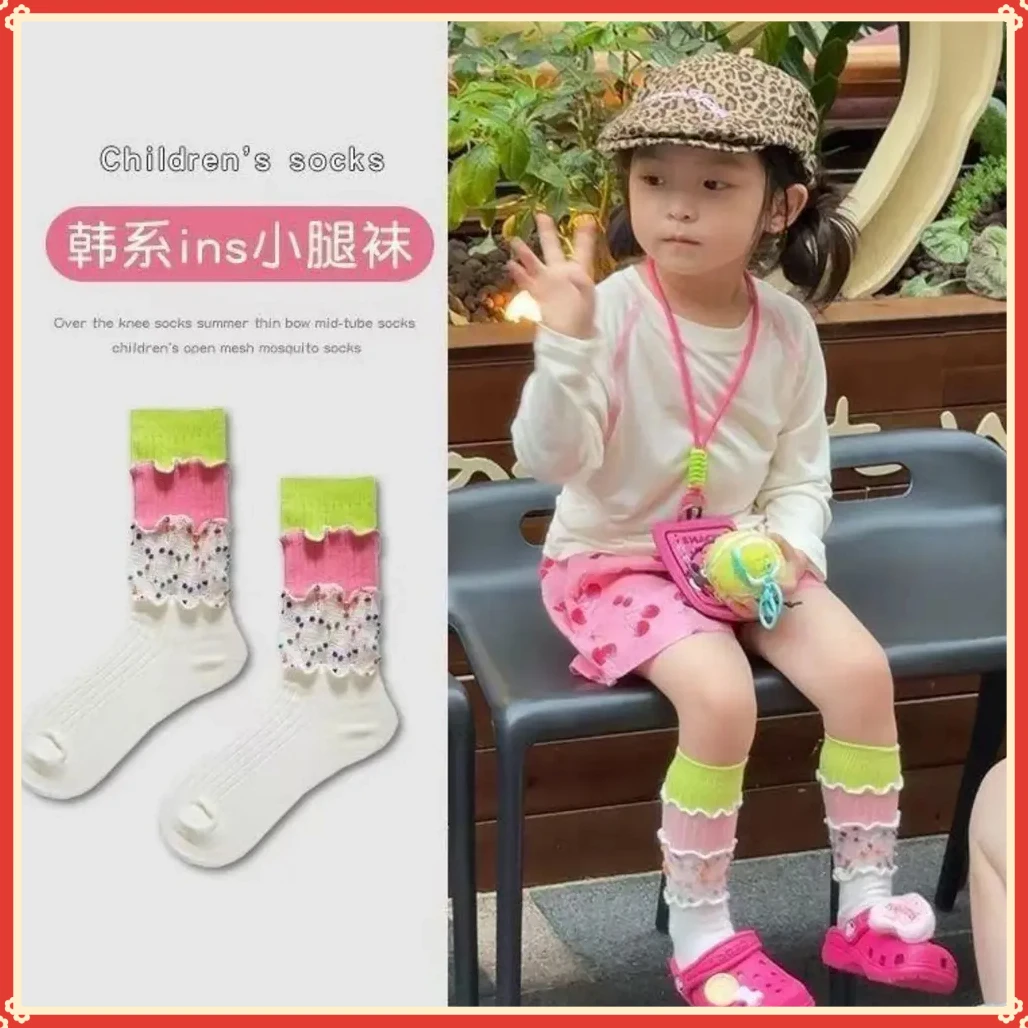 夏季儿童多巴胺拼接袜子日系风WSZZ街头网红可爱创意中筒堆【鼎越】