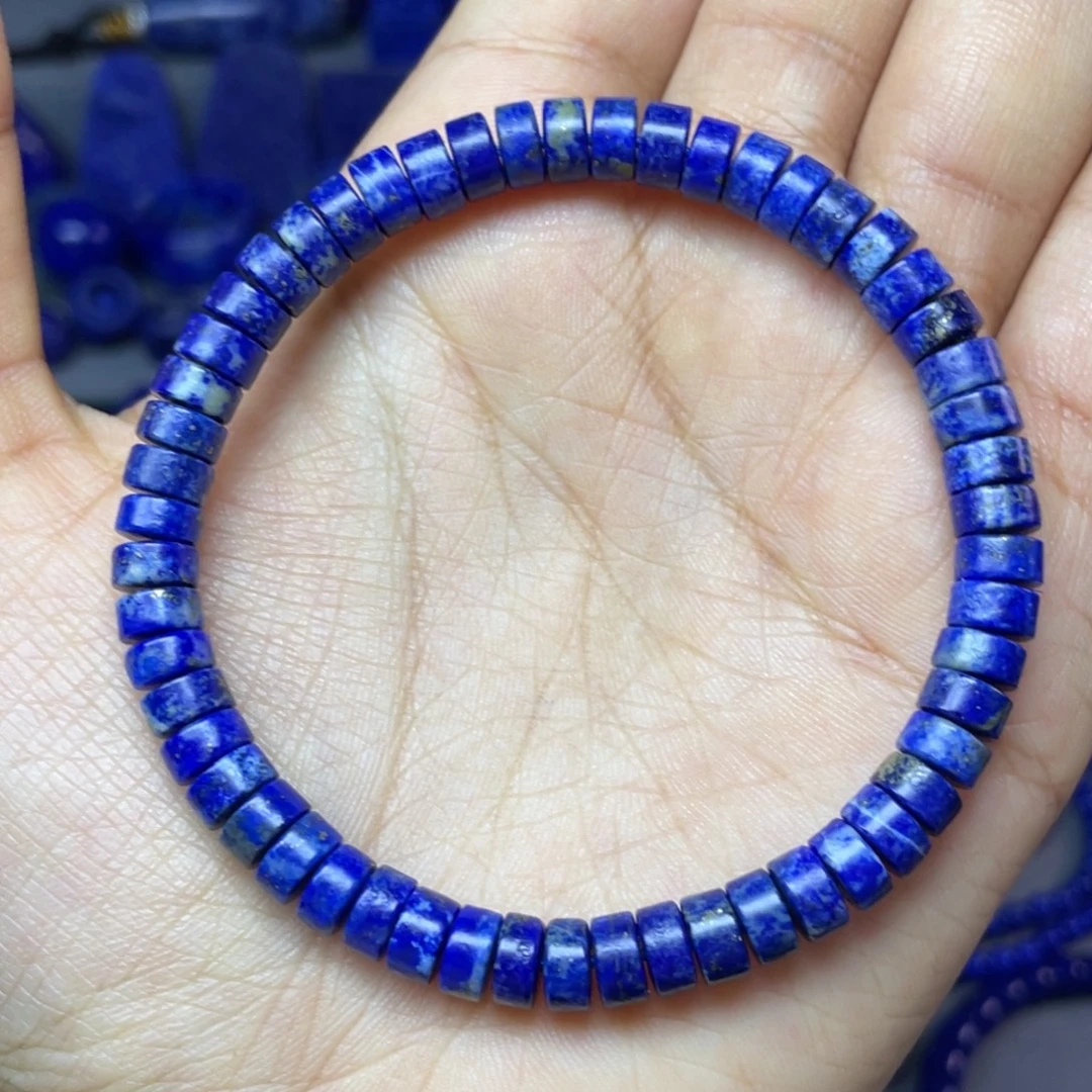 青金石未镶嵌6×3mm直切药片手串