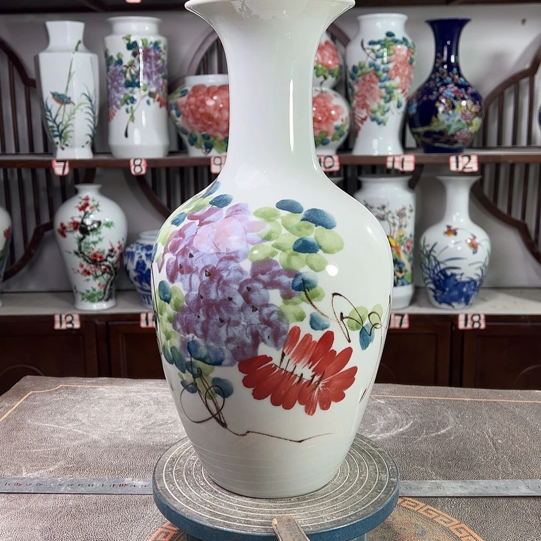 陶摆件景德镇陶瓷棒紫藤