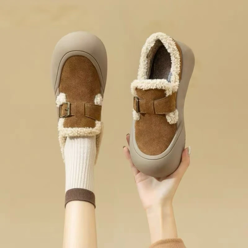 网红百搭爆款雪地靴厚底勃肯鞋女毛毛鞋2026新款冬季超暖女款鞋子