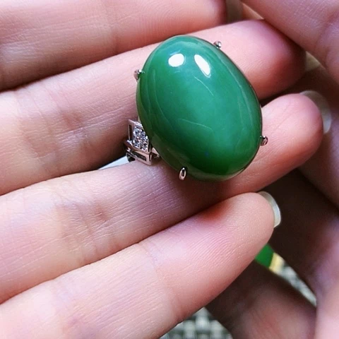 和田玉银S925镶嵌戒指