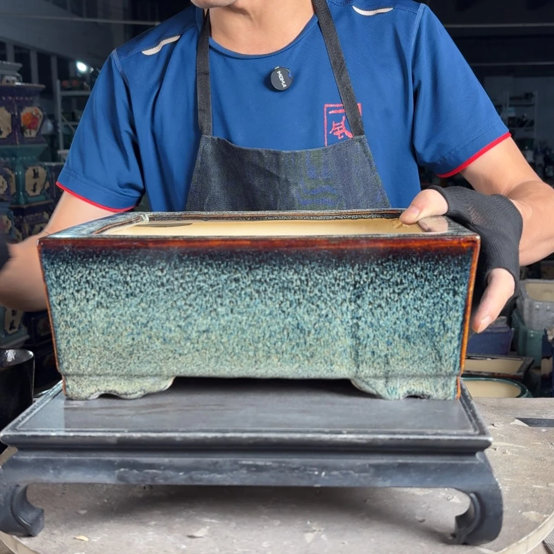 一风堂石湾花盆 内24*16*9微瑕盆口收缩
