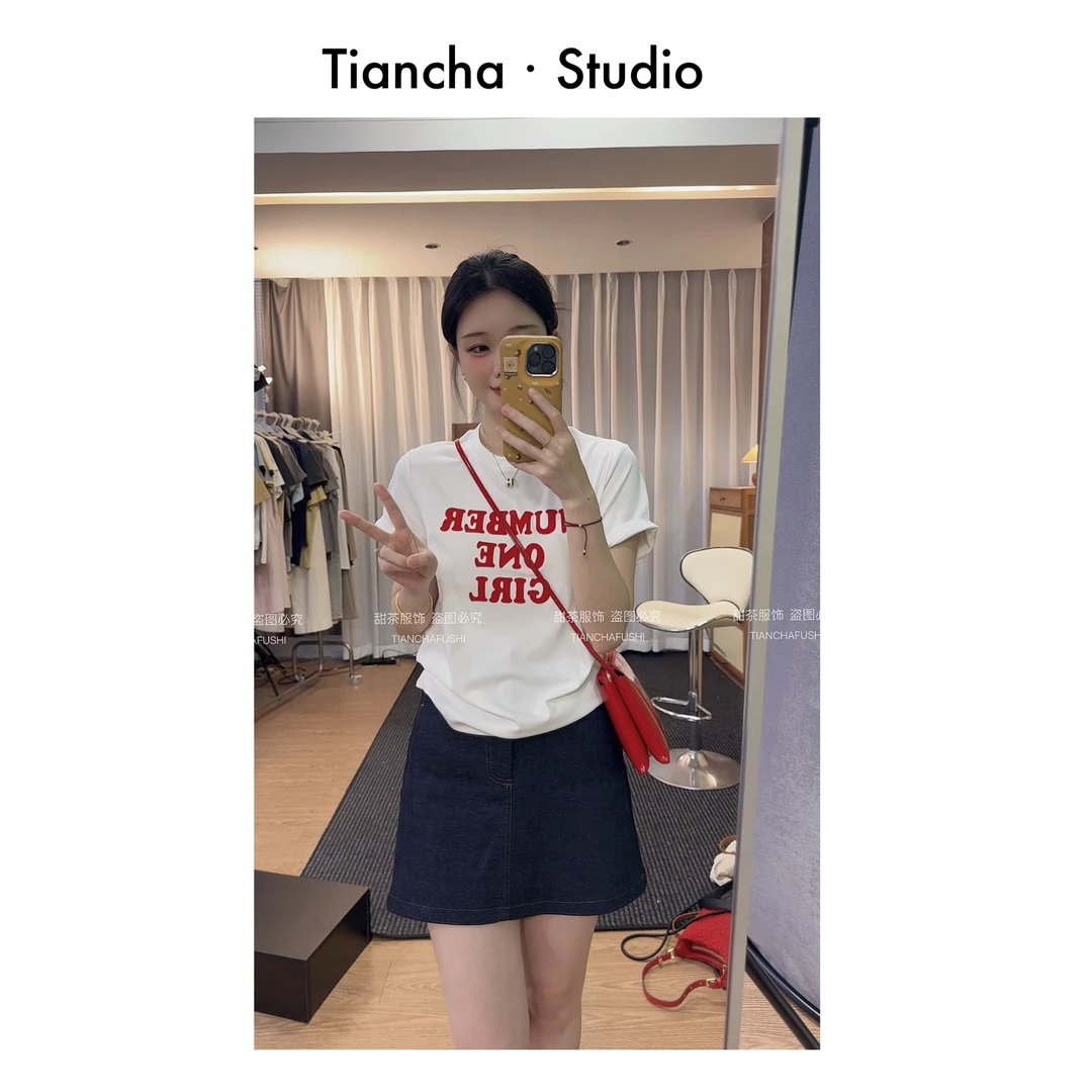 sweet c【NOG】2025夏季T恤短袖正肩女韩系ins风#M432