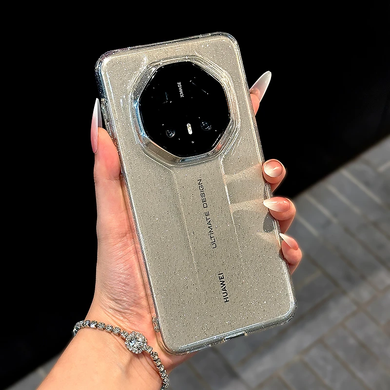 适用于华为mate70RS非凡大师简约奢华透明闪粉华为手机壳高级新款