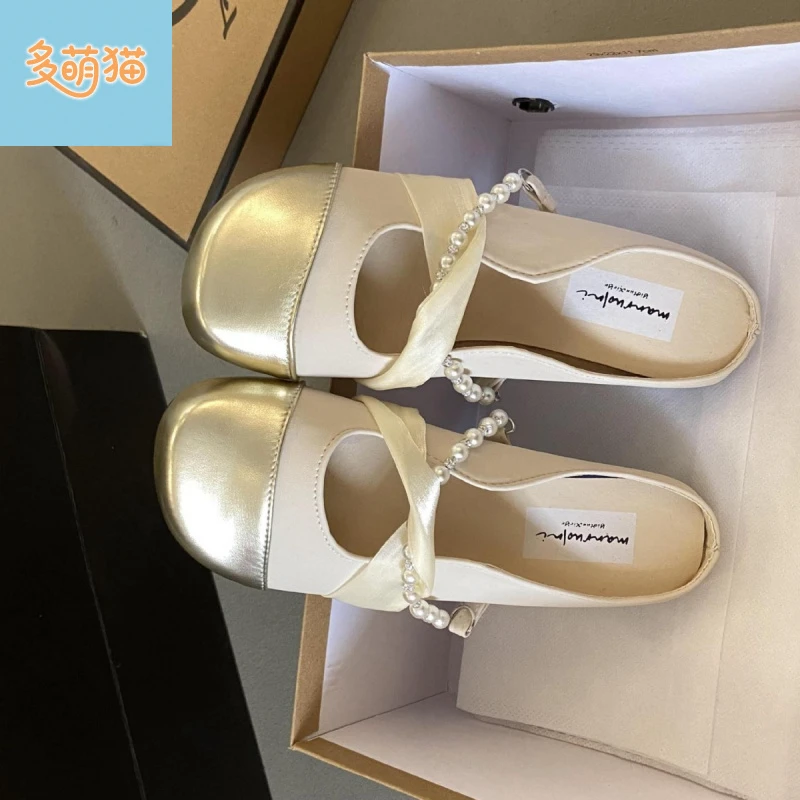 法式平底小香风包头半拖鞋女鞋子外穿新款夏季晚风玛丽珍单鞋