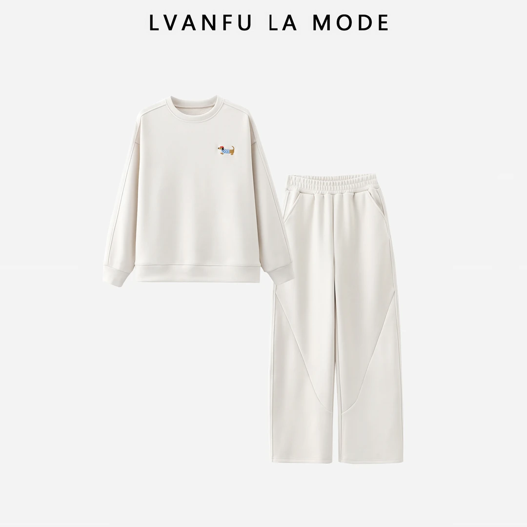 【四姐老板娘】“不费脑穿搭”腊肠犬羊毛桑蚕丝休闲套装JY550A/LAP