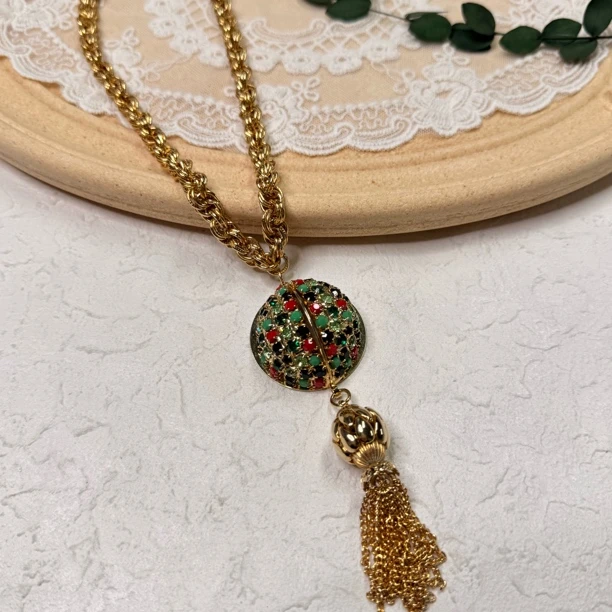 铜合金合成锆石项链 【六六中古】孤品复古造型感项链th6469链长42