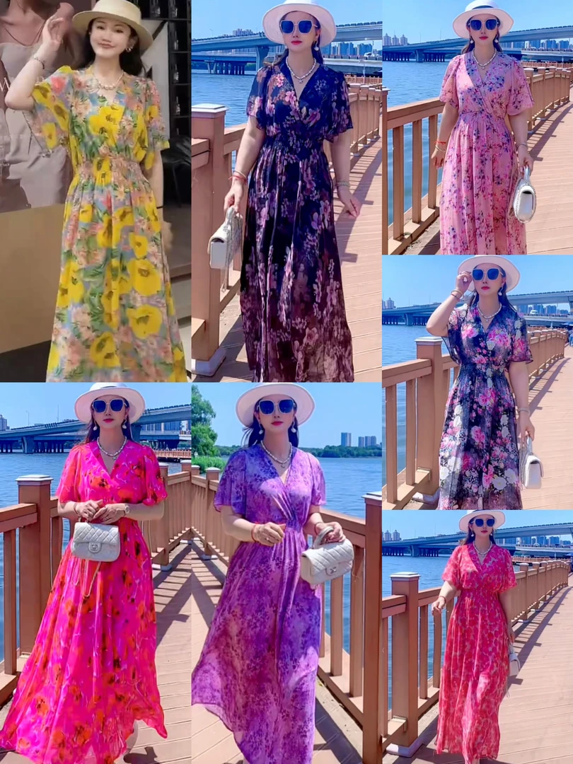 2025夏季新款法式碎花连衣裙收腰显瘦时尚高级小众设计长裙