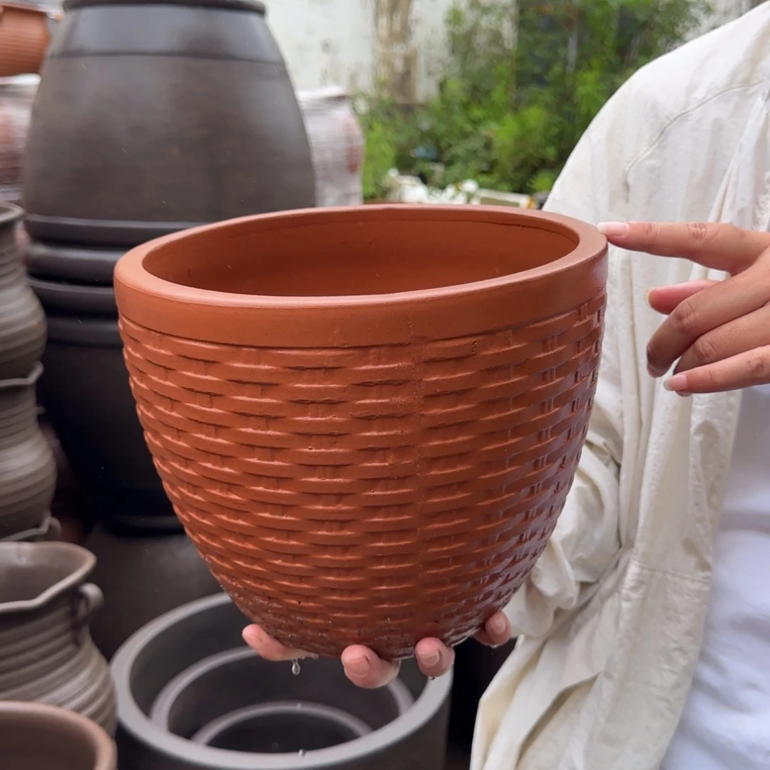 紫砂花盆口24高20宜兴紫砂