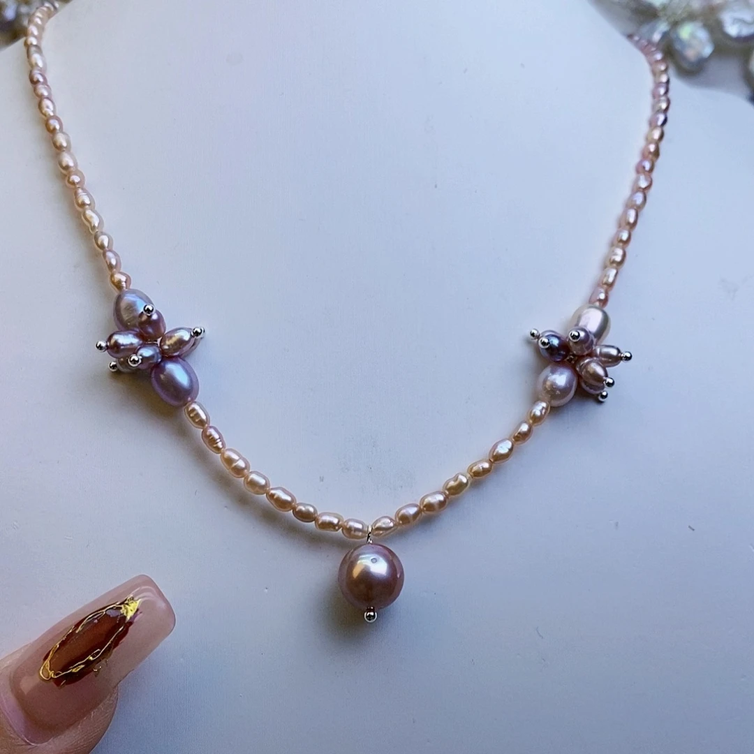 淡水珍珠颈饰银S925镶嵌