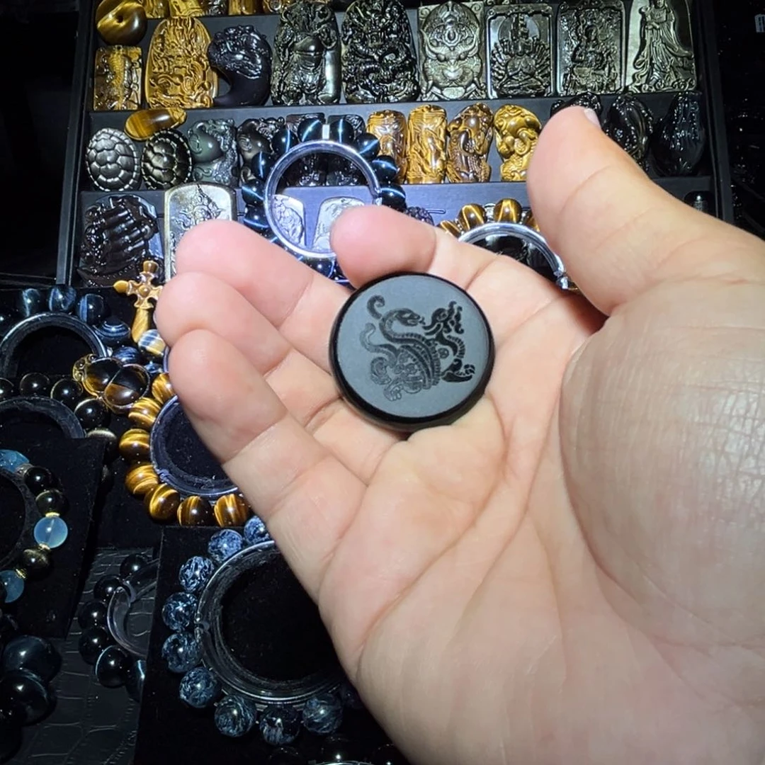 未镶嵌黑曜岩手链M****_天然黑曜石玄武吊坠不要绳