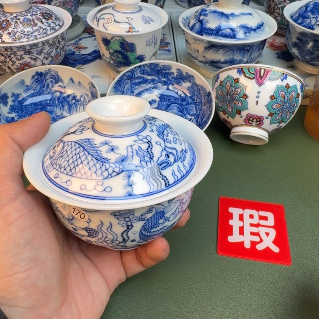 陶纯手工纯手绘茶具石头334