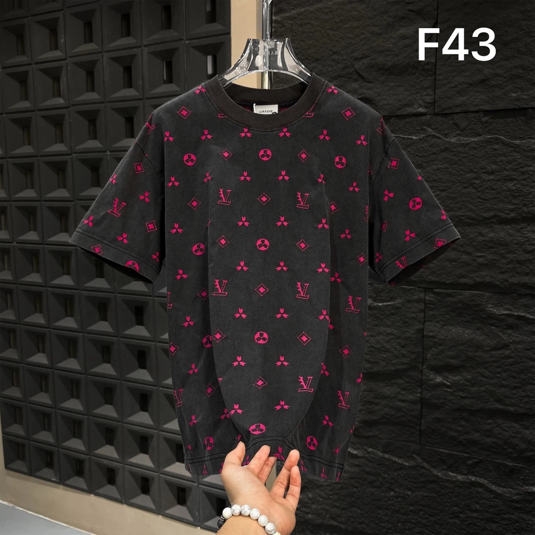 F43-春夏新款潮流水洗激光烧花重工T恤男女同款短袖