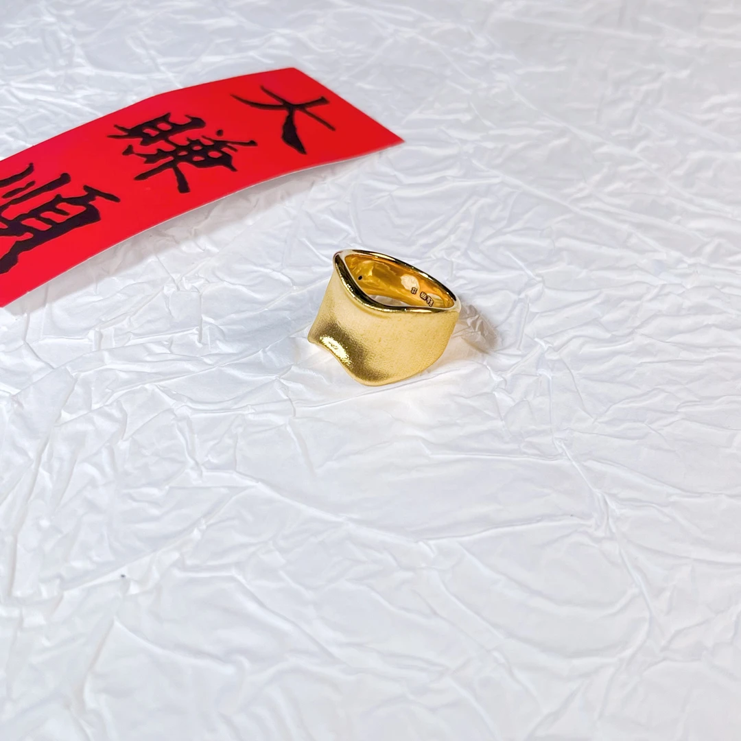 足金999黄金5D无氰工艺波浪个性款戒指