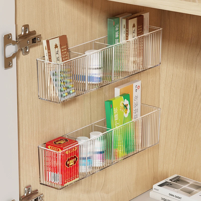 药品收纳盒可壁挂大容量透明分格置物架免打孔上墙药柜急救箱子