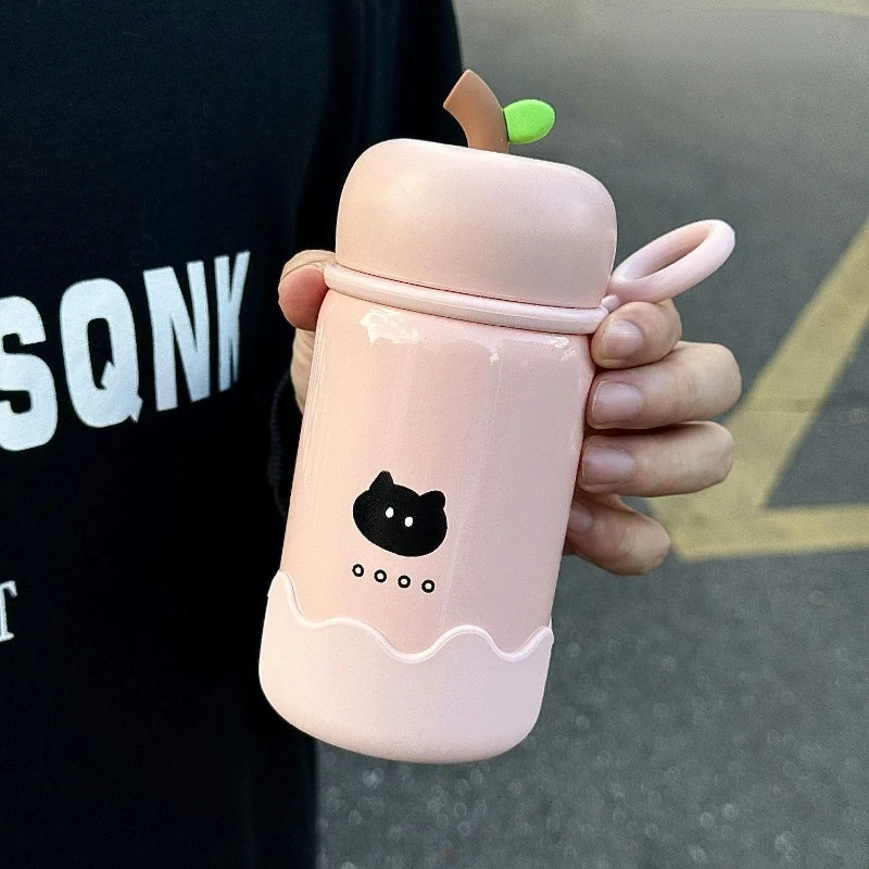 苹果黑猫保温杯女生高颜值口袋水杯2025新款杯子小巧便携外出AA⑩D