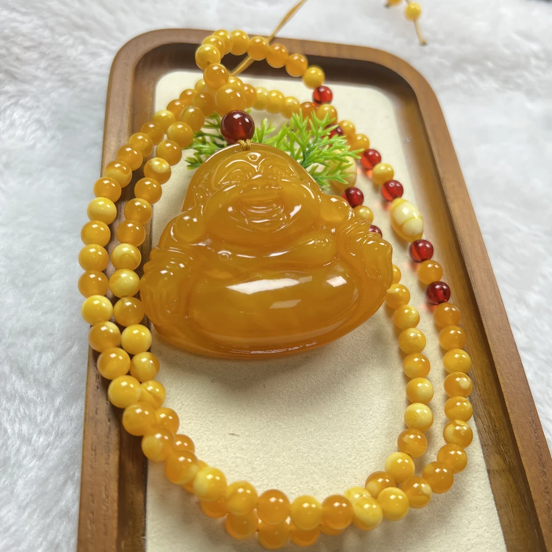 w136古巴新蜜 蜜糖红6mm珠链佛公弥勒佛50克➕