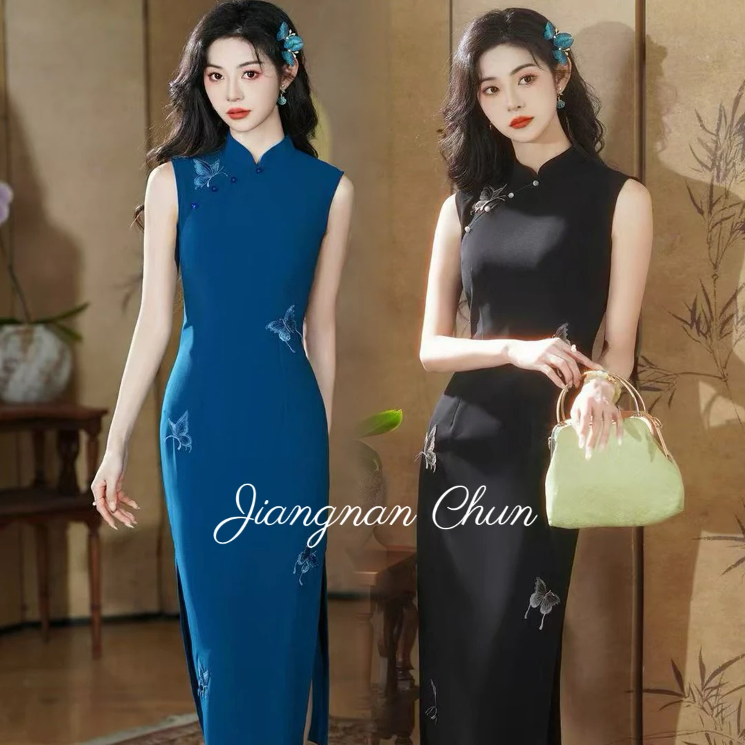 【梦蝶】裙长120新中式复古显瘦少女修身旗袍日常复古旗袍单层