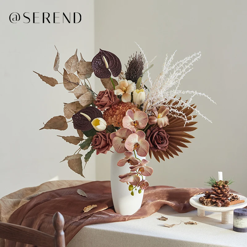 橡木塔-氛围感客厅玄关餐桌卧室床头柜仿真花假花装饰摆件手捧花