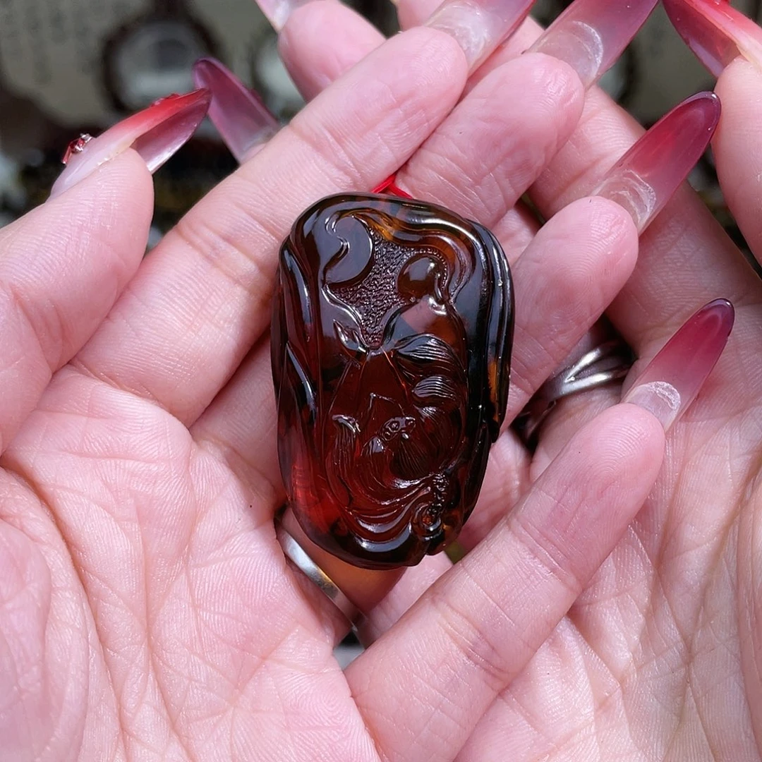 琥珀未镶嵌裸石抚顺琥珀血珀雕刻件