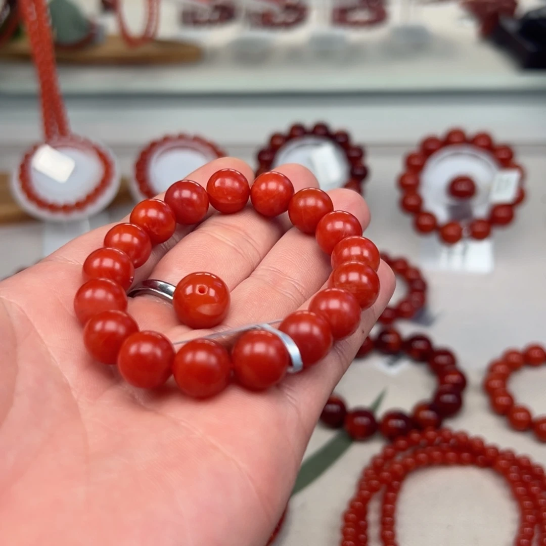 未镶嵌手链南红玛瑙保山辣椒红单圈➕单珠
