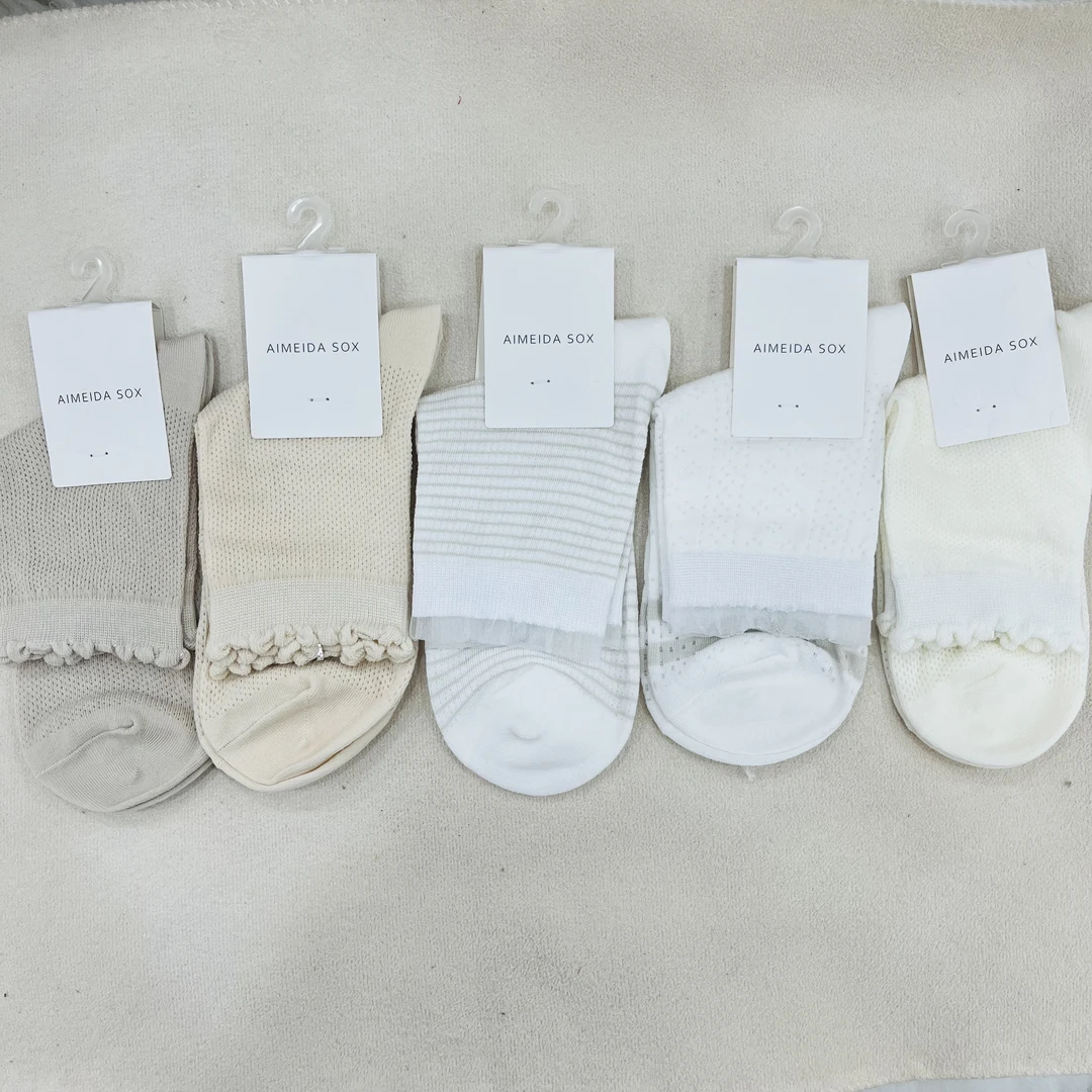 女士夏季超薄透气中筒袜简约百搭时尚舒适中筒袜