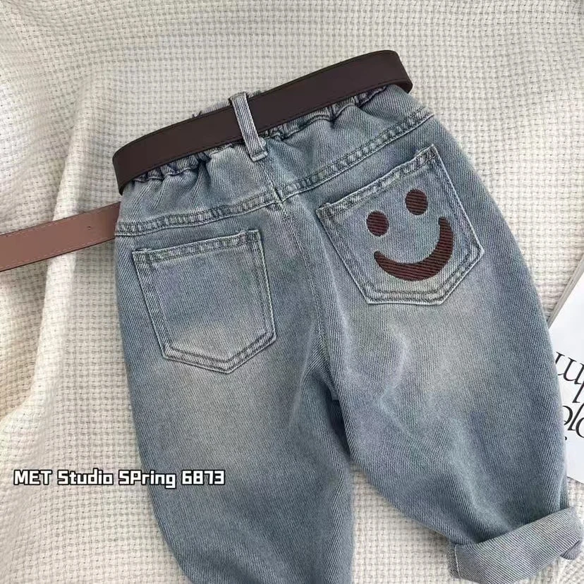 童装秋装男童牛仔裤洋气宽松小童女童百搭儿童春秋宝宝牛仔裤