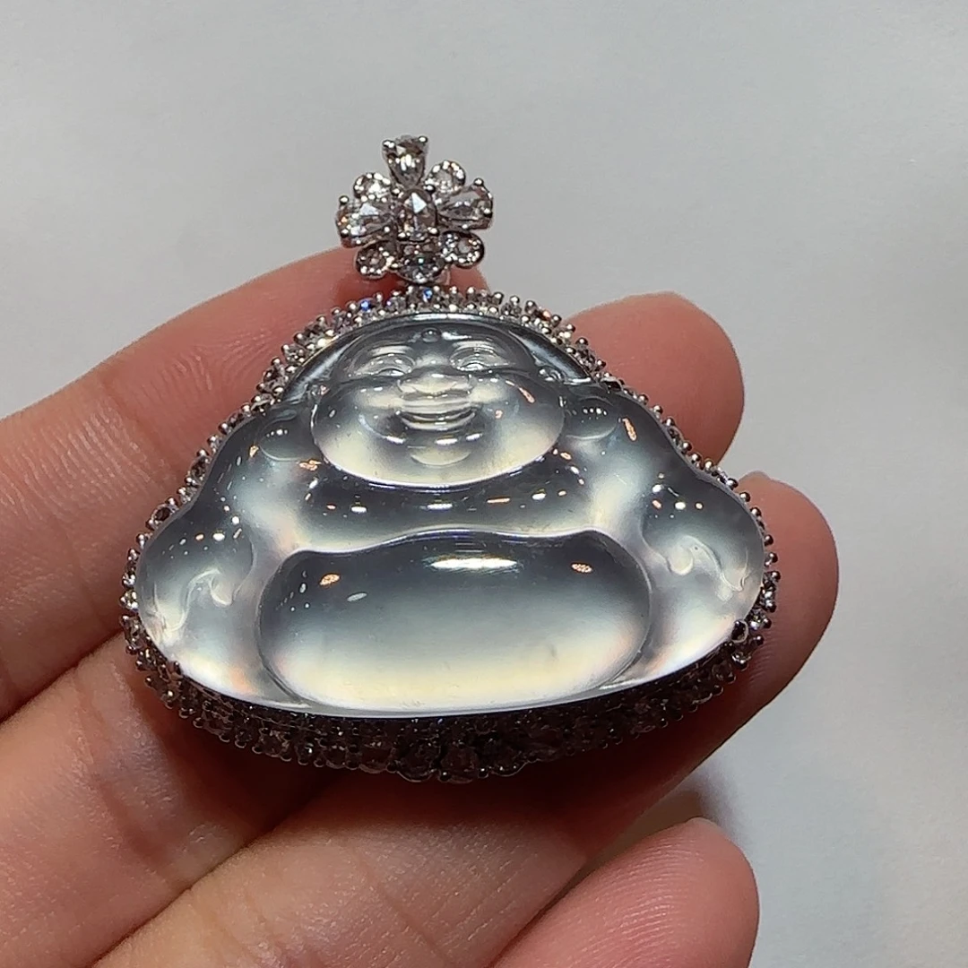 翡翠18K金镶嵌吊坠(不含链)佛公