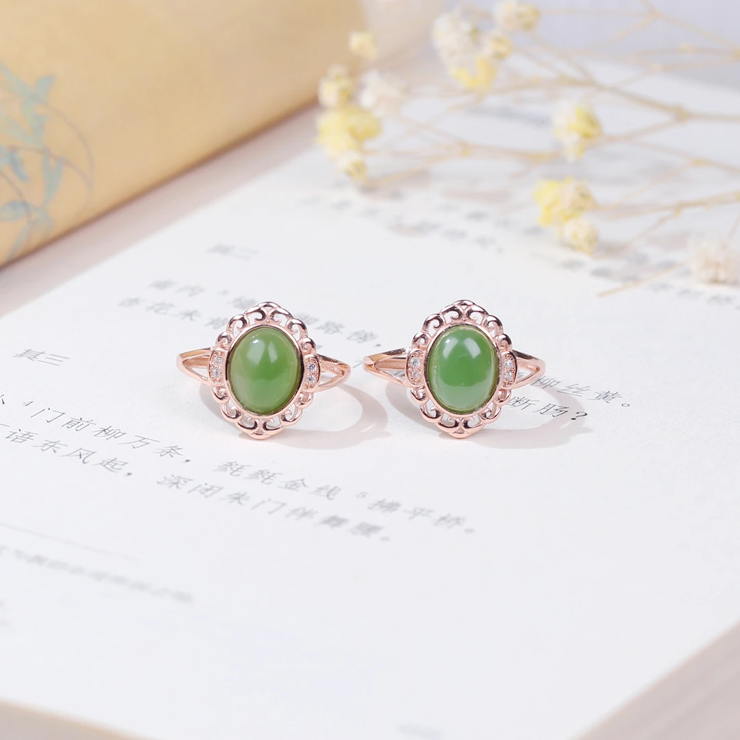 【麦子家族女神节礼物】天然和田玉戒指S925银百搭精致F0426