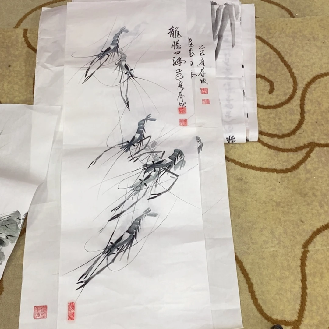 国画三尺对开花鸟曈