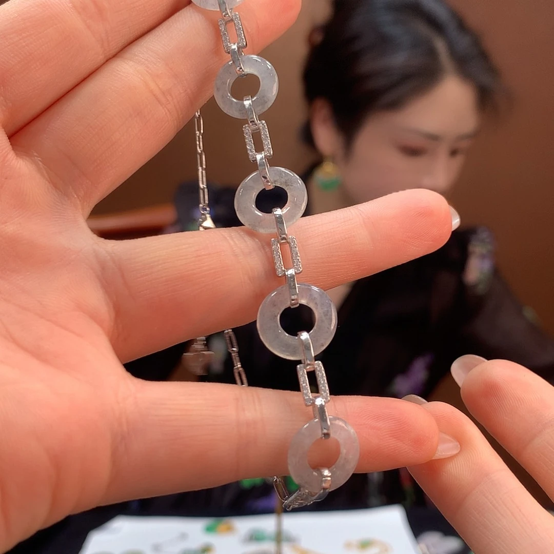 银S925镶嵌手链翡翠