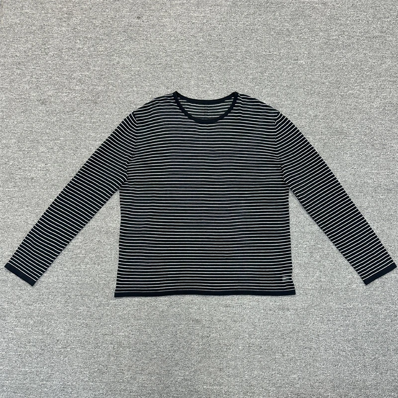 JW/静稳2025春季时尚宽松休闲圆领女款条纹减龄长袖T恤8880063