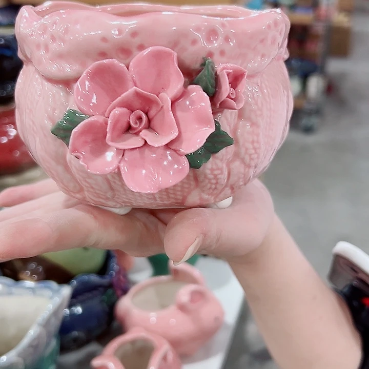 有孔.凑满10元发货多肉陶瓷花盆！