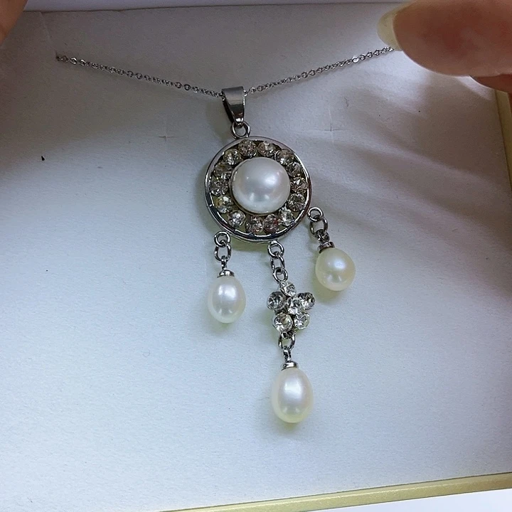 淡水珍珠胸饰银S925镶嵌